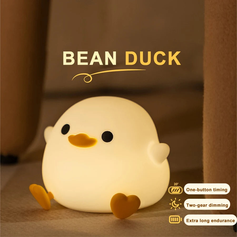 Doudou Duck Silicone Night Light - USB Charging Bedside Alarm Lamp for a Cozy Bedroom Ambience