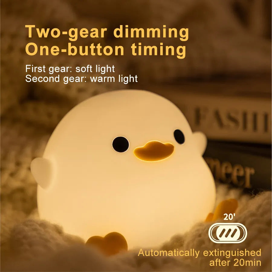 Doudou Duck Silicone Night Light - USB Charging Bedside Alarm Lamp for a Cozy Bedroom Ambience