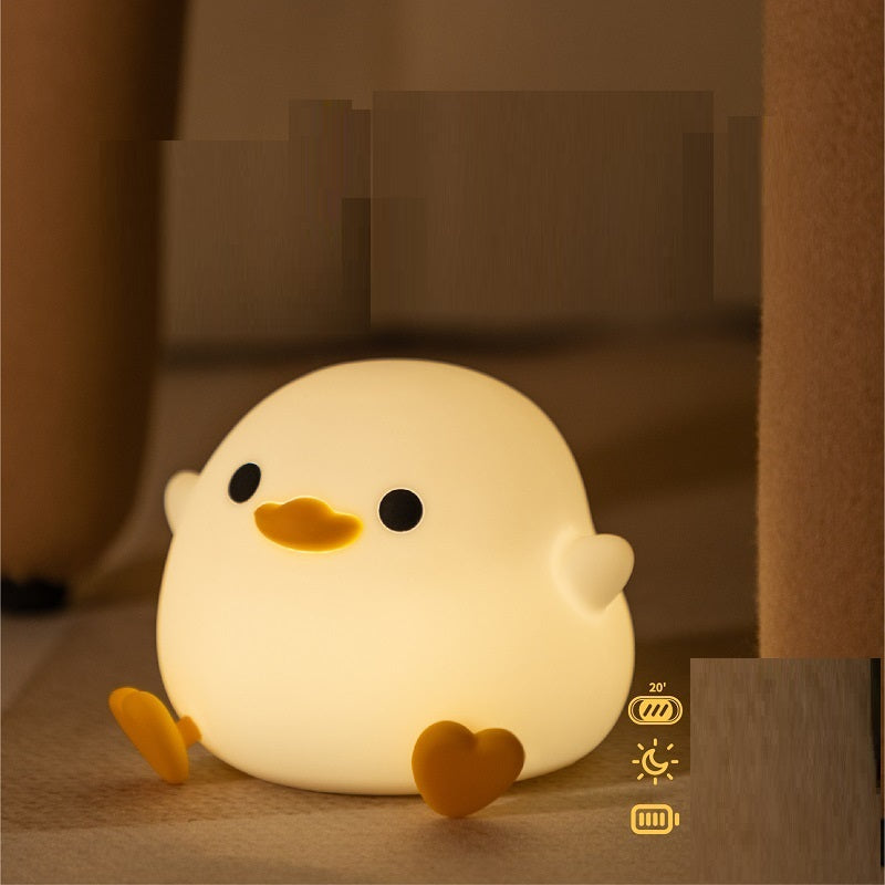 Doudou Duck Silicone Night Light - USB Charging Bedside Alarm Lamp for a Cozy Bedroom Ambience