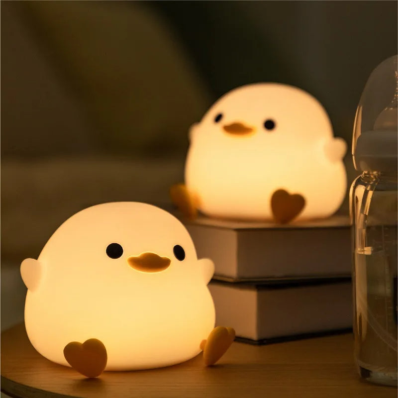 Doudou Duck Silicone Night Light - USB Charging Bedside Alarm Lamp for a Cozy Bedroom Ambience