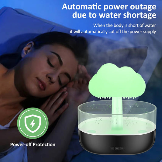 Rain Cloud Humidifier & Mushroom Diffuser with 7 Color Lights - Relaxing Waterfall Lamp & Rain Sounds for Peaceful Sleep, 200ml